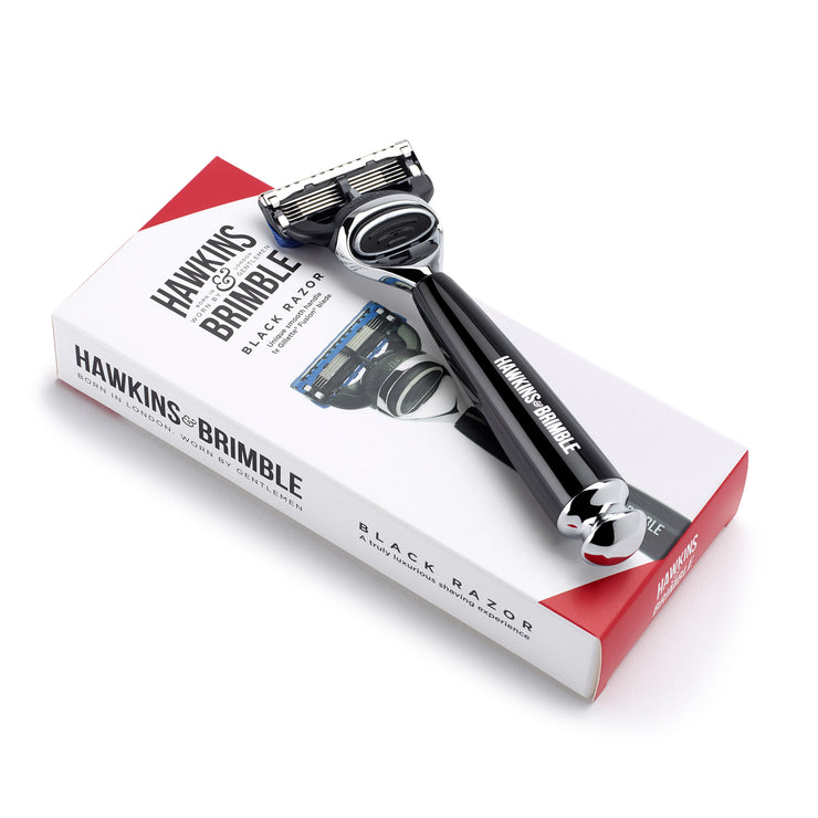 Hawkins & Brimble Black Handle Razor with Gillette ProGlide Fusion Blade –  Hawkins & Brimble COM
