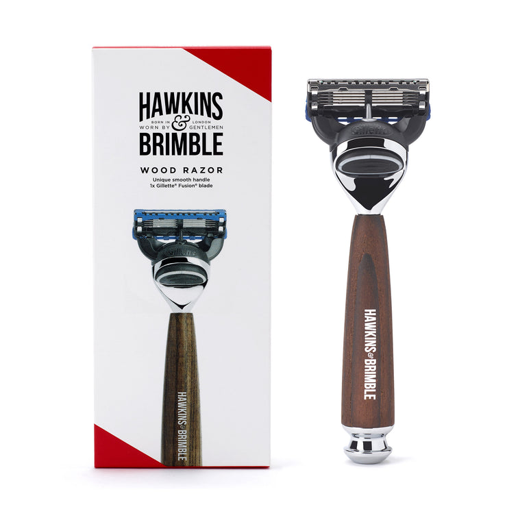 Wood Handle Razor with Gillette ProGlide Fusion Blade – Hawkins & Brimble  COM
