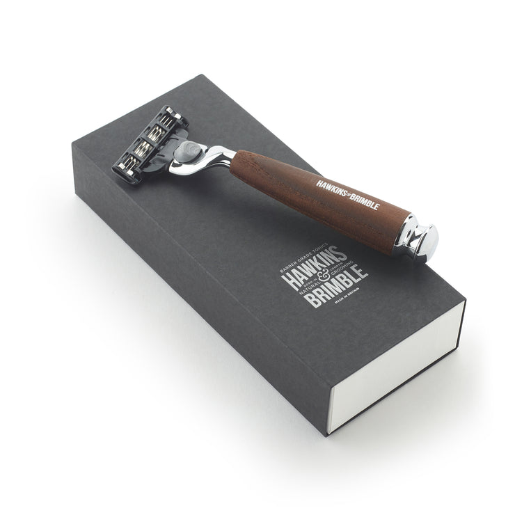 Brown Razor Body Hawkins & Brimble Brown Handle Razor featuring Gillette Mach3 Blade ...