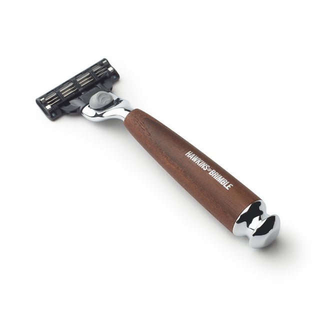 Hawkins & Brimble Brown Handle Razor featuring Gillette Mach3 Blade